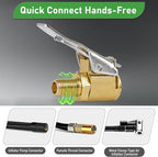 4Pack Brass Locking Air Chuck for Tire Valves – No-Leakage Tire Inflator Adapter with Secure Locking Clip, Universal Air Compressor Attachment for Cars, Trucks, SUVs, Bicycles & Motorcycles | Leak-Proof