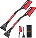 2 Pack 27" Snow Brush and Ice Scrapers for Car Windshield, Detachable Snow Scrapers with Ergonomic Foam Grip for Cars, Trucks, SUVs (Heavy Duty ABS, PVC Brush, Orange)