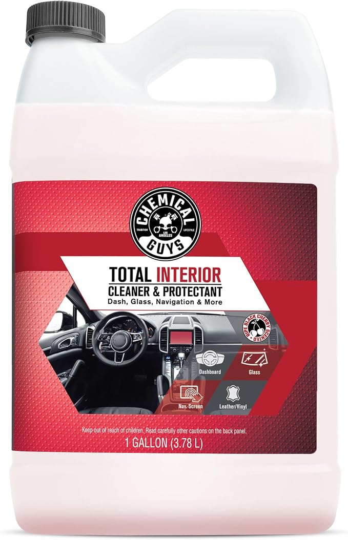 Total Interior Cleaner & Protectant 128 oz Black Cherry Scent All-in-One Interior Cleaner for Leather, Vinyl, Plastic, Glass, Carpet & More Residue-Free Finish