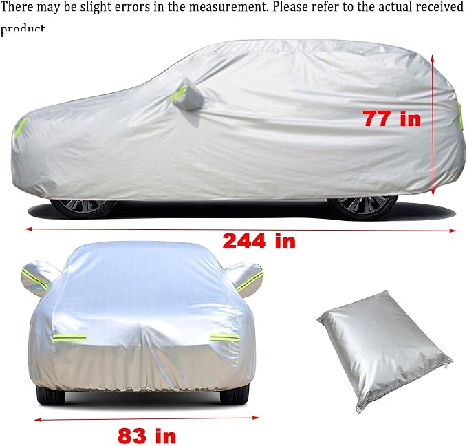 5-Layer 244"*83"*77" Waterproof All-Weather SUV Car Cover Heavy Duty Full Exterior Protection Universally Fit fit Cadillac Escalade ESV Chevy Suburban Ford Expedition Max GMC Suburban Lincoln etc