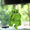 Crochet Hanging Plant for Car,Car Decorations Interior,Plant Aesthetic Car Accessories for Women Interior Cute,Car Pendant Ornaments Charms for Rear View Mirror,Boho Car Decoration Gifts