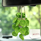Crochet Hanging Plant for Car,Car Decorations Interior,Plant Aesthetic Car Accessories for Women Interior Cute,Car Pendant Ornaments Charms for Rear View Mirror,Boho Car Decoration Gifts