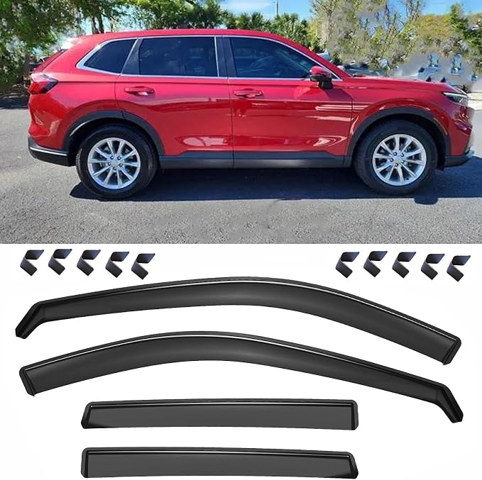 in-Channel Window Visors Rain Guards for Honda CRV CR-V 2023 2024 2025 2026 | Window Deflectors, Vent Visor, Sun Shades, Window Shields, Dark Smoke, Car Accessories