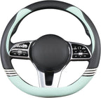 Cute Steering Wheel Cover D Shape for Women Men Breathable Universal 15 inch,Black and Green