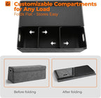 Car Trunk Organizer for SUV and Sedan, Trapezoidal-Grey, 29.5 in | Tailored for Rear Seats, Silky Crosshatch Vegan Leather, XL, Magnetic Lid, Collapsible & Adjustable, Water‑Dust Resist