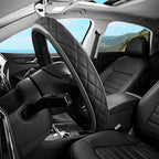 Leather Steering Wheel Cover – Black & Gray, Universal Fit 14.5-15 Inch, Microfiber Leather, Anti-Slip & Breathable Design for Men and Women