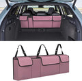 Car Trunk Organizer, Waterproof Collapsible Cargo Bag with 4 Pockets,Backseat Hanging Large Storage with Adjustable Straps, Sturdy Space Saver Frees Trunk Floor for SUV, Truck (Pink)
