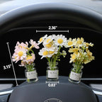 Daisy Flower Car Accessories for Women Interior Aesthetic, 3 Pcs Daisy Cute Car Dashboard Decorations