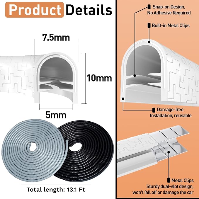 Car Door Edge Guards, 13.1Ft(4m) Car Door Protector Edge Guards Rubber Seal, Doors Edge Trim U Shape Edge Guards for Cars Trucks Suvs (White)