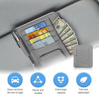Car Sun Visor Organizer, Small Auto Visor Organizer and Storage, Registration and Document Holder, Vehicle Accessories for Sunglasses, Document, Card, Pen, Driver License (Gray)