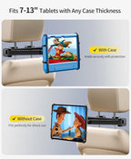 Tablet Holder for Car - [3 in 1 Adjustable Extension Arm] Upgraded iPad Holder for car Backseat with Holding Net, Road Trip Essentials for Kids, for 7-13" iPad Pro, Air, Mini, Galaxy, Fire HD