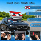 Car Windshield Sun Shade, Universal Fit Midsized Sedan SUV, Angry Red | 63 x 31.5" Windshield Cover, Foldable Front Window Sunshade, UV Heat Protection, Cute Eyes Series