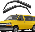 in-Channel Rain Guards Fit for 1996-2026 Chevy Express Van 1500 & GMC Savana 2500 3500, Durable Side Windows Wind Sun Deflectors, Window Rain Guard Black 2 PCS