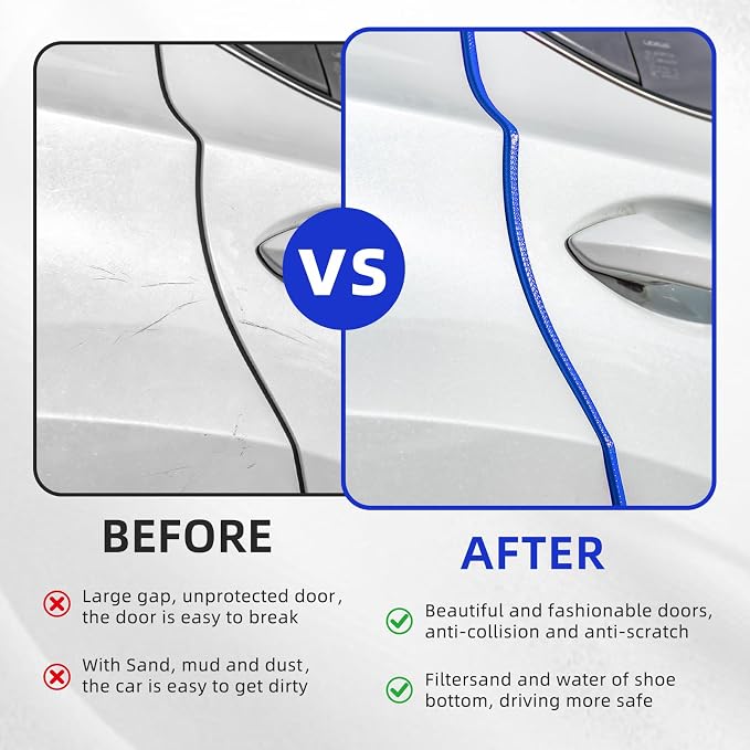 33Ft (10M) Car Door Edge Guard, No Glue Car Door Entry Guard Protective Strip, Rubber Edge Trim Car Door Protector, Applicable to Car, Truck, SUV and ATV, Car Exterior Accessories（Blue）