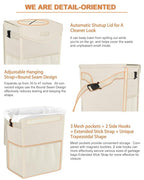 Car Trash Can with Lid, Cute Leakproof Car Trash Garbage Bag Hanging Vehicle Trash Bin Small Portable Automotive Garbage Cans Organizer for Back/Front Seat(4 Gallons,Beige)