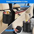 2 Pack Car Trash Can, Mini Pop-Up Car Garbage Can with Hanging Loop, Leakproof Washable Small Collapsible Trash Can Automotive Garbage Cans Trash Bin for Truck Auto SUV Vehicle RV Camping, 2 Gallon