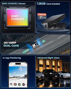 4K UHD STARVIS 2 OEM-Style Dash Cam for Toyota Corolla(2020-2022), Hidden Front Camera with Loop Recording, Gravity Sensor, WiFi & App, Plug & Play, 64GB (Grey)