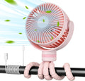 8000mAh Portable Stroller Fan, 27H Ultra-long Battery Life Detachable 4 Speed 360°Rotate LED Night Light with 2 Modes, USB Rechargeable Handheld Cooling Fan for Travel/Car Seat/Bedroom