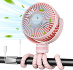 8000mAh Portable Stroller Fan, 27H Ultra-long Battery Life Detachable 4 Speed 360°Rotate LED Night Light with 2 Modes, USB Rechargeable Handheld Cooling Fan for Travel/Car Seat/Bedroom