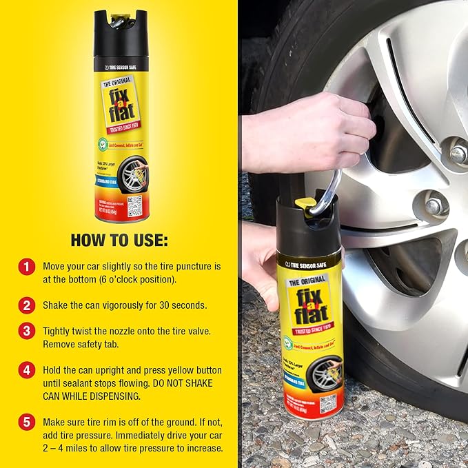 Tire Repair, 16 oz, 2-Pack | Emergency Use | Eco-Friendly Formula | For Standard Tires | Universal Fit