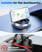 Dash Cell Phone Car Mount, Multifunctional Car Dashboard Mobile Phone Holder, 360 Rotatable Non Slip Mat Universal Car Phone Stand Hands Free, Compatible with iPhone, Samsung, Google, Android