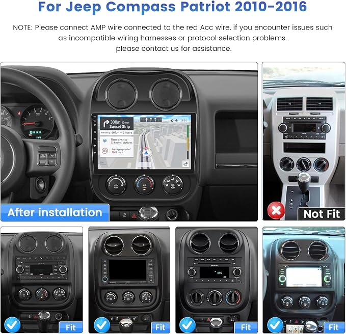 5Ghz WiFi [2G+64G] Android 15 Car Radio for Jeep Compass Patriot 2010-2016 Car Stereo with Wireless Carplay/Android Auto, 10 Inch HD Touch Screen with GPS Bluetooth FM/RDS EQ SWC Backup Camera MIC