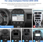 5Ghz WiFi [2G+64G] Android 15 Car Radio for Jeep Compass Patriot 2010-2016 Car Stereo with Wireless Carplay/Android Auto, 10 Inch HD Touch Screen with GPS Bluetooth FM/RDS EQ SWC Backup Camera MIC