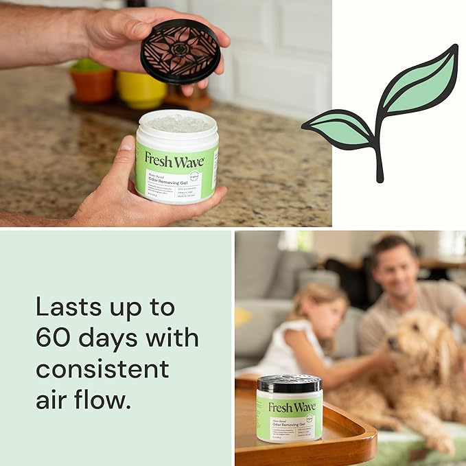 Odor Removing Gel, 15 oz., Pack of 2 - Odor Absorbers for Home, Safer Odor Relief, Natural Plant-Based Odor Eliminator, Every 15 oz. lasts 30-60 Days, For Cooking, Trash & Pets