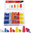 220PCS Wire Screw Caps Terminals Kit 5 Sizes Electrical Assortment Spring Thread Insulated Twist on Connectors for 22-12 AWG Wires