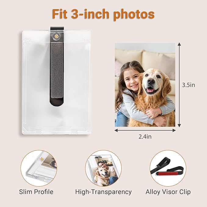 4 Packs Magnetic Car Picture Holder for Visor - Car Photo Holder with Clips for Easy Display - Visor Clip Photo Frame for 3 Inch Photos
