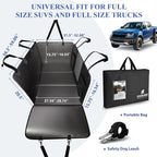 Back Seat Extender for Dogs Truck-Large Space, Hard Bottom PU Leather Dog Pet Seat Cover Back Seat, Anti-Scratch Dog Hammock for Crew Cab Trucks F150, RAM1500, Sierra, Tundra, Silverado