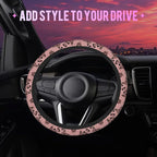 Pink Butterfly Leopard Print Steering Wheel Cover for Women Men Neoprene Breathable Wheel Cover Protector Anti-Slip Car Accessories Universal 15 Inch Fit for Cars Trucks Vehicles