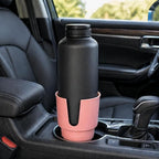 Car Cup Holder Expander for Large Bottles, Fits 32 oz to 40 oz Water Bottles and Handle Mugs, Secure Base for Most Vehicle Cup Holders, Durable ABS, Easy to Install, Durable ABS (Pink)
