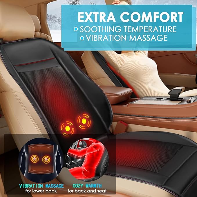 2026 3 in 1 Massage Cushion with Winter and Summer, Cooling Seat Covers, Chair Massager for Full Body 12V 3 in 1 Car Seat Covers (Warm&Cool,Massage-2)