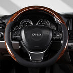 Wood Grain Steering Wheel Cover Microfiber Leather Universal 14 1/2-15 inch, Car Steering Wheel Cover Men Women, Comfortable, Anti-Slip, Odorless, Brown