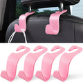 Car Purse Hook, Headrest Hook for Car, 4 Pack Universal Auto Car Seat Headrest Hook Hangers Organizer for Purse Coat Umbrellas Grocery Bags Handbag, Car Accessories - Carbon Fiber Pink