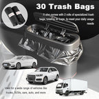 Push-Top Car Trash Can with Lid and Hanging Clip,Small Leather Car Garbage Can with 30 Trash Bags,Multi-Purpose Leakproof Cars Trashes Bin Cars Accessories for SUV,Truck,Auto
