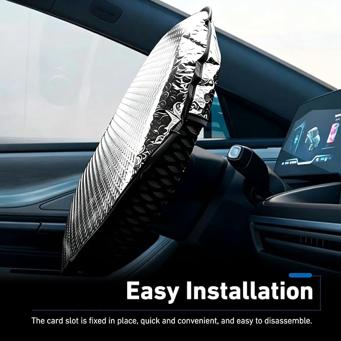 Steering Wheel Sun Shade Cover, Aluminum Foil Heat Resistant Steering Wheel Cover, 18" Slip-on Steering Wheel Sun Protector, Fit for Most Car SUV Van (Silver)