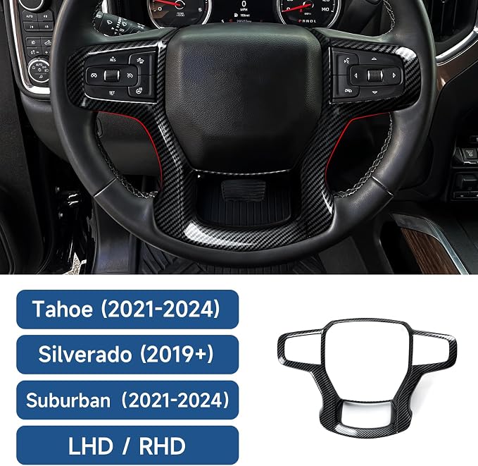 Car Sticker ABS Carbon Fiber Decal Trim for 2019-2025 Chevy Silverado Blazer | for 2021-2024 Tahoe Suburban Interior Decal Accessories