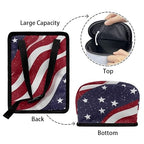 American Flag Star Print Car Trash Can with Lid, 4th of July Leak Proof Auto Trash Bag Hanging Vehicle Garbage Can Multipurpose Storage Container for Back Seat Road Trip