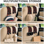 Cute Cherry Car Seat Back Storage Headrest Hooks for Purses & Bags – 2PCS PU Leather Dual Metal Hooks, Backseat Organizer Accessories