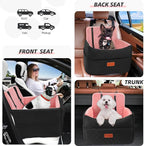 HEGGCOOE Dog Car Seat for Small Medium Dogs, Memory Foam Puppy Dog Booster Seat with Thick Cushion for Dogs Under 35lbs, Detachable Washable Pet Car Seat Travel Bed with Storage Pockets,2 Safety Belts