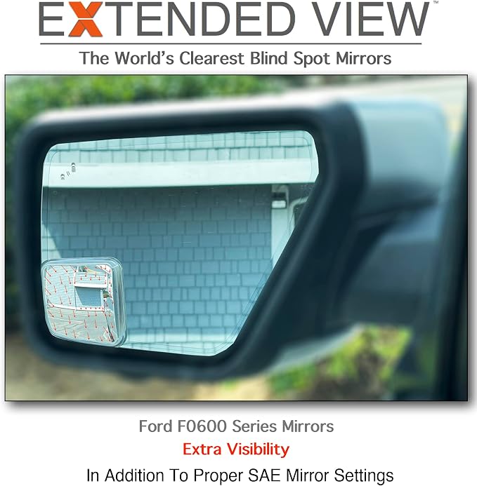 NXTGEN Custom Blind Spot Mirrors - Compatible With 2021-Present Ford Bronco 6th Generation Factory Mirrors With BLIS | Extended View