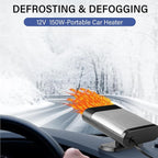 2 Pcs 12V 150W Portable Car Heater Defroster 2 in 1 Modes Automobile Windscreen Fan Heating and Cooling Windshield Fan Defroster Demister with Plug into Cigarette Lighter (Grey)