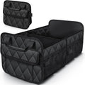Trunk Organizer for SUV – Foldable & Portable Car Organizers and Storage with 2 Compartments, Large Capacity Car Trunk Organizer Car Accessories for Truck Sedan, Black, 21.7" x 12.8" x 11.0"