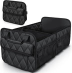 Trunk Organizer for SUV – Foldable & Portable Car Organizers and Storage with 2 Compartments, Large Capacity Car Trunk Organizer Car Accessories for Truck Sedan, Black, 21.7" x 12.8" x 11.0"