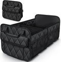 Trunk Organizer for SUV – Foldable & Portable Car Organizers and Storage with 2 Compartments, Large Capacity Car Trunk Organizer Car Accessories for Truck Sedan, Black, 23.6" x 14.2" x 11.8"