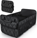 Trunk Organizer for SUV – Foldable & Portable Car Organizers and Storage with 2 Compartments, Large Capacity Car Trunk Organizer Car Accessories for Truck Sedan, Black, 23.6" x 14.2" x 11.8"