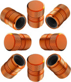Tire Valve Stem Caps for Car Tires Air Caps Cover 8 Pack Corrosion Resistant Premium Alloy Leak-Proof Universal for SUV Truck Motorcycle Bike Orange