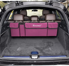 Car Trunk Organizer, Backseat Hanging Storage with 4 Large Pockets, Collapsible Cargo Bag with Adjustable Straps Frees Trunk Floor, Sturdy Space Saving Expert for SUV, Truck, Van (Purple)